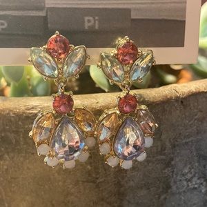 Anthropologie Lightweight neutral with a pop of pink earrings